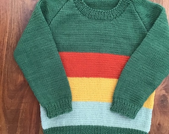 Size 4 100% Australian wool hand knitted child's jumper