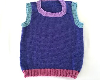 Size 4 100% Australian merino wool hand knitted child's vest