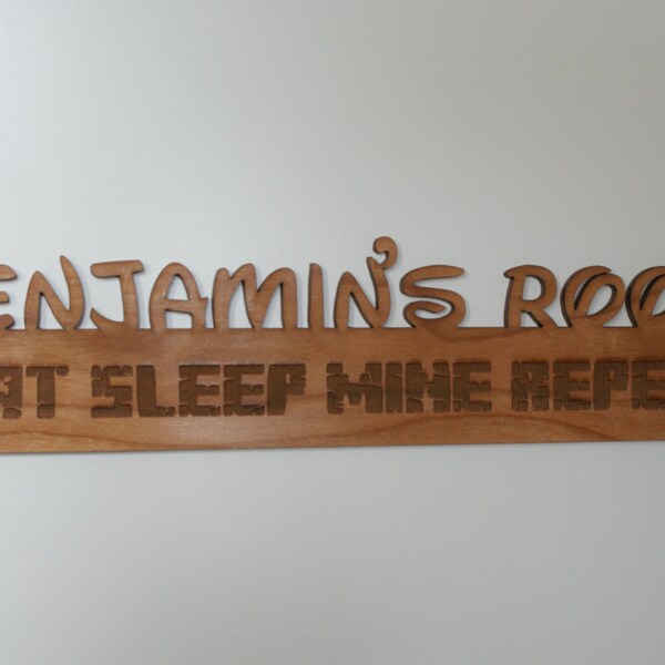Eat Sleep Mine Repeat personalised Disney and Minecraft style kids door sign