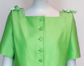 Vintage Courreges Cotton Skirt Suit, Lime Green Mod Style