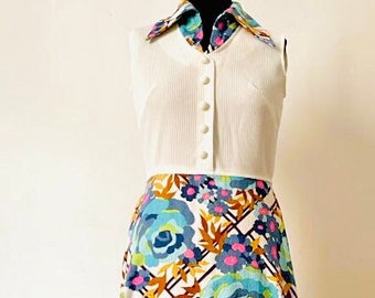 Amazing early  1970s floral maxi dress