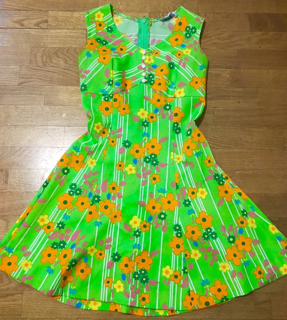 60s psych floral dress
