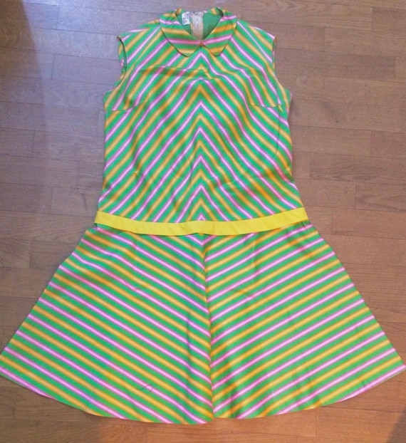 60s Striped Peter Pan Collar Dress