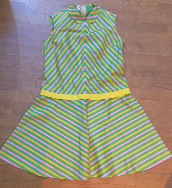 60s Striped Peter Pan Collar Dress