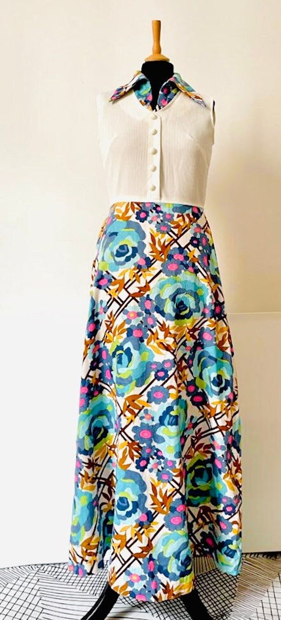 Amazing early  1970s floral maxi dress - image 1