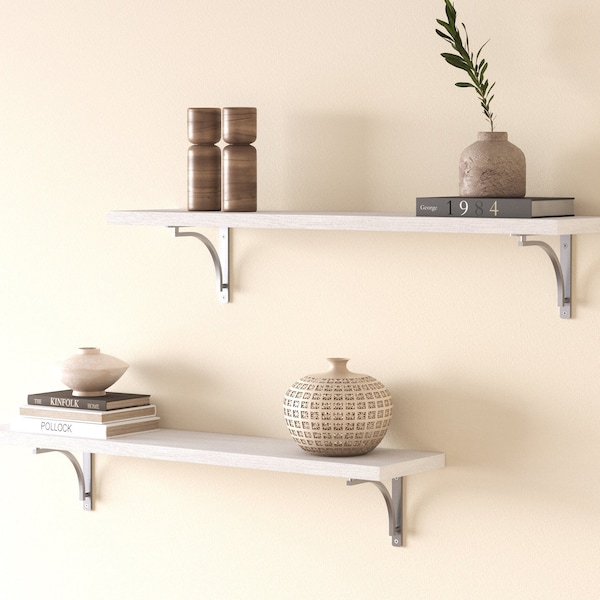 Chrome Metal Shelf Bracket, Wall Mounted Floating Shelf Brackets, Steel Wood shelving Brackets, Heavy Duty Industrial Shelf Brackets