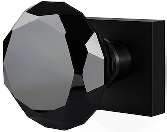 Crystal Door Knob Set with Pure Crystal Glass Knobs, Black, Solid Matte Black Base with Antique Door Pull, Pulls and Knobs for Doors
