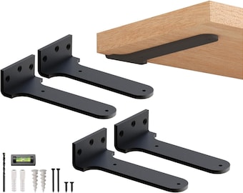 Modern Floating Shelf Bracket 300 lbs, Black Heavy Duty Wall Shelf Bracket, L Shape Shelf Bracket  Kitchen Countertop, Bookshelf, Bathroom