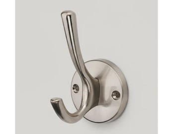 Vintage Double Wall Hooks For Hanging Hats, Scarves, Coats Minimalist Designer Zinc Wall Brackets For Bedroom, Closet, Bathroom 35lbs Load