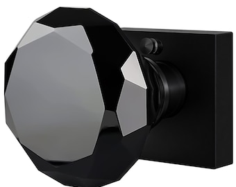 Crystal Door Knob Set with Pure Crystal Glass Knobs, Black, Solid Matte Black Base with Antique Door Pull, Pulls and Knobs for Doors