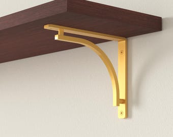 Gold Metal Shelf Bracket, Wall Mounted Floating Shelf Bracket, Brass Farmhouse Rustic Shelf Bracket, Heavy Duty Shelving Iron Float brackets