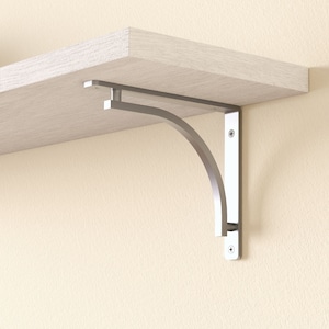 Chrome Metal Shelf Bracket, Steel Heavy Duty Floating Shelf Bracket, Rustic Farmhouse Shelving, Wood Shelf brackets, DIY kitchen Brackets