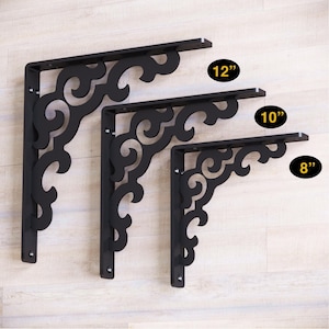 Heavy Duty Antique Metal Lace Shelving Bracket Black, Victorian Floating Shelf Bracket, L Shape Vintage Look Metal Shelf Bracket  DIY