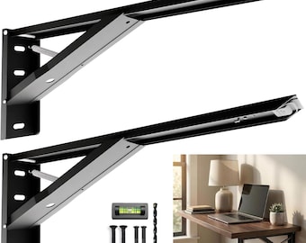 Folding Shelf Brackets 20 Inch Heavy Duty, Set of 2, 500 lbs, Collapsible Bracket with Locking Hinge for Fold Down Table, Wall Mounted Desk