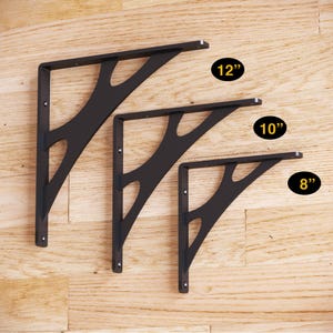 Decorative Shelf Brackets, Heavy Duty Black Metal Floating Shelf Bracket, Steel Industrial Shelving Bracket, Rustic Wood shelf Bracket DIY