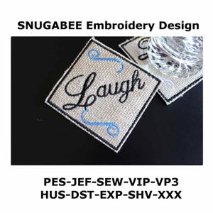 ITH Embroidery Design, LAUGH Cup Coaster Mug Rug In the hoop coaster design, 4x4 pattern, machine embroidery design, Instant DOWNLOAD