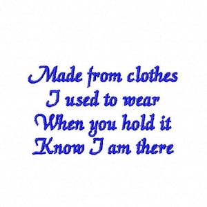 Kleidung, die ich früher getragen habe Stickdatei, Gedenkgedicht, Erinnerungs-Maschinenstickerei, in liebevoller Erinnerung an 4x4