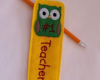 Owl bookmark embroidery design, teacher appreciation in the hoop machine embroidery design