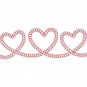 Valentine 3 Linked Hearts Embroidery Design, Girls Shirt Heart machine embroidery, Towels design 5x7 hoop