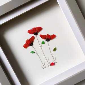 Poppies, Sea glass Poppy, Unusual Gifts for Her, Floral Wall Decor image 7