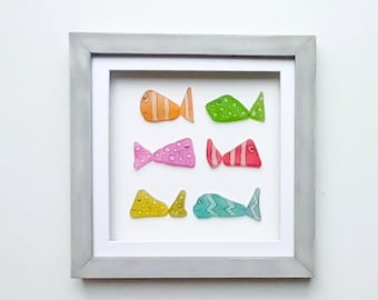 Sea Glass Fish, Quirky Wall Art, Made in Cornwall