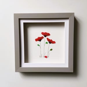 Poppies, Sea glass Poppy, Unusual Gifts for Her, Floral Wall Decor image 4