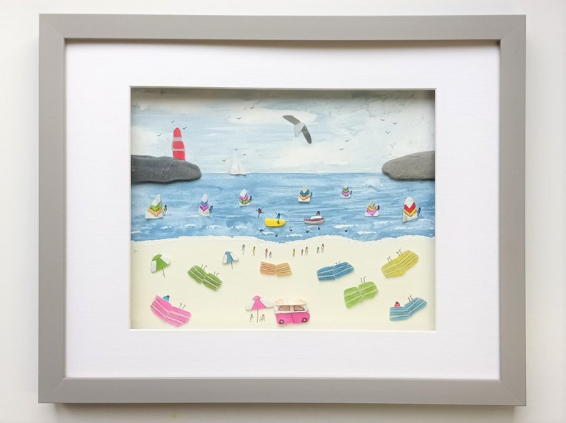 Sea Glass Art Beach Decor Sea Glass Beach Scene Coastal Etsy UK