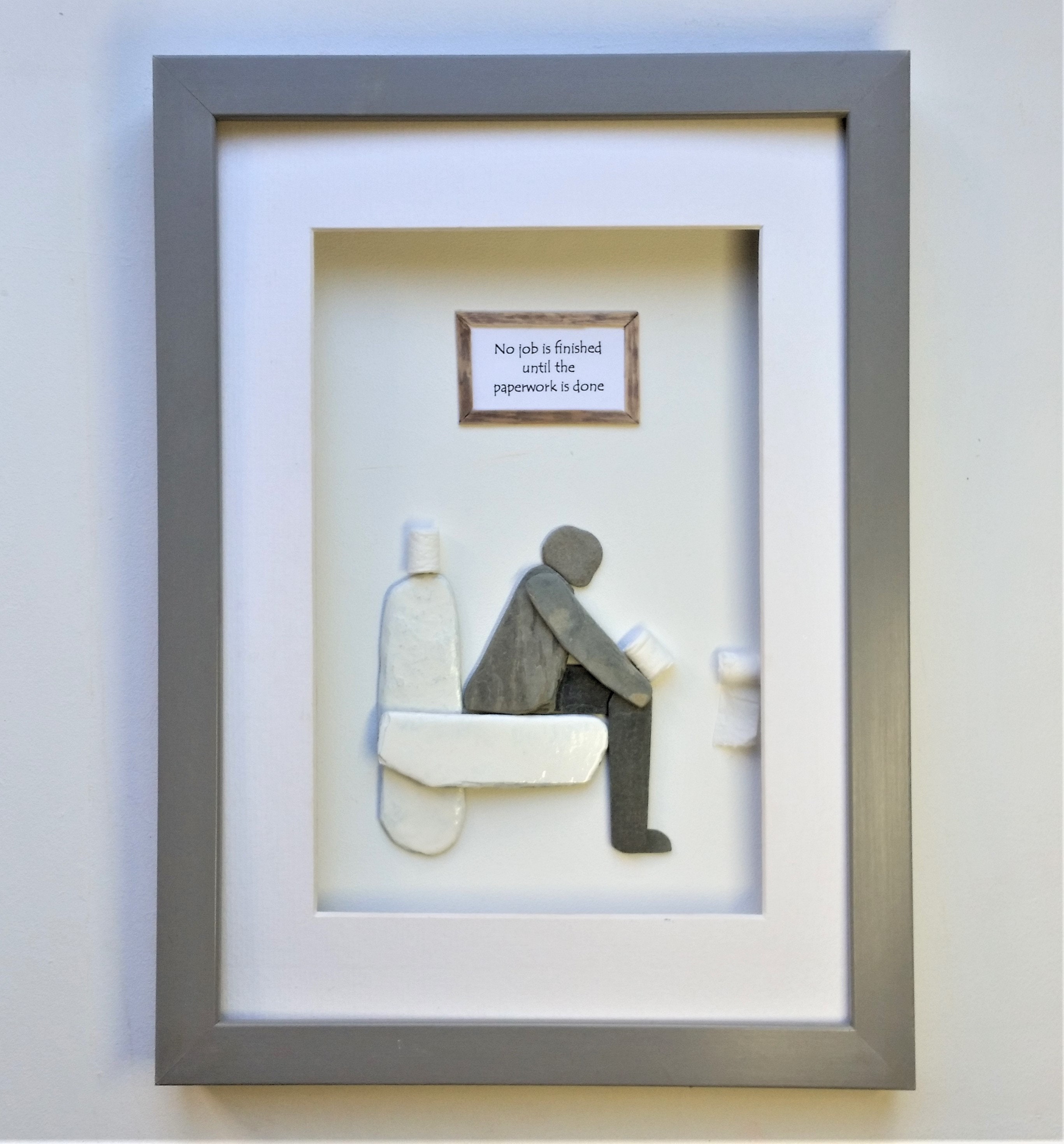 Bathroom Wall Art Pebble Art Man on Toilet Unusual Gift For Etsy