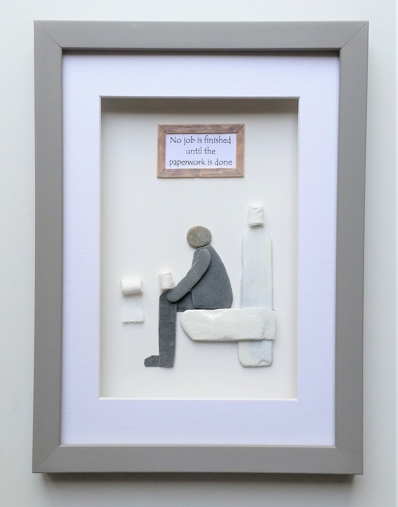 Bathroom Wall Art Pebble Art Man on Toilet Gifts for Him - Etsy