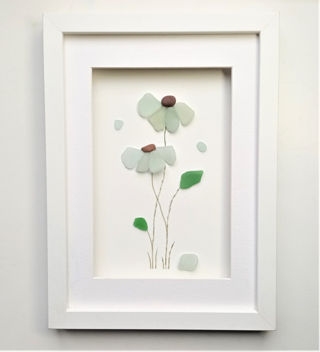 Sea Glass Flowers Wall Art Unusual Gift Idea for Her Blue Etsy UK