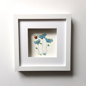 Sea Glass Art, Forget Me Nots, Sea Glass Flowers, Blue Flowers, Retirement Gift, for Her, Floral Home Decor, Unique Gift Anniversary Gift