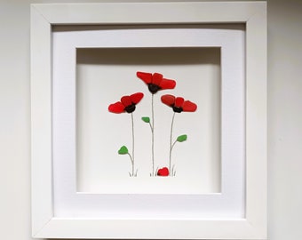 Sea glass Poppy, Poppies, Unusual Gifts for Her, Floral Wall Decor