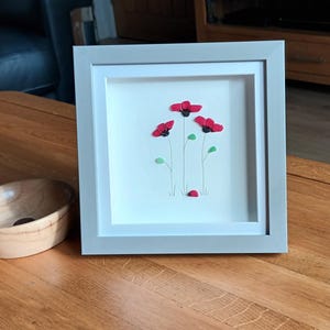 Poppies, Sea glass Poppy, Unusual Gifts for Her, Floral Wall Decor image 2