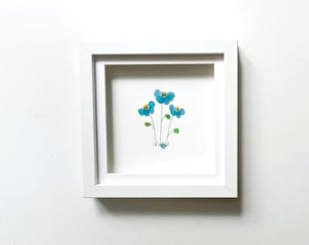 Forget-Me-Not Sea Glass Art: Framed Cornish Coastal Keepsake