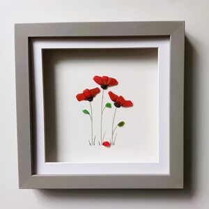 Poppies, Sea glass Poppy, Unusual Gifts for Her, Floral Wall Decor image 8