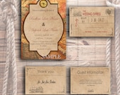 Travel inspired theme Printable Wedding Invitation Template - Vintage travel themed DIY Invitation Template Set - Printable wedding invites