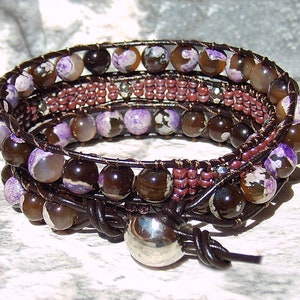 Leather Wrap Bracelet, Leather Jewelry, Leather Wrap Bracelet for Women,  Gemstone Bracelet Bohemian Jewelry Gift for her Girlfriend gift