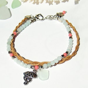 Beach Anklet Beach Jewelry Leather Anklet Leather Jewelry Beach Glass Jewelry Adjustable Anklet for Woman Boho Anklet Boho Jewelry