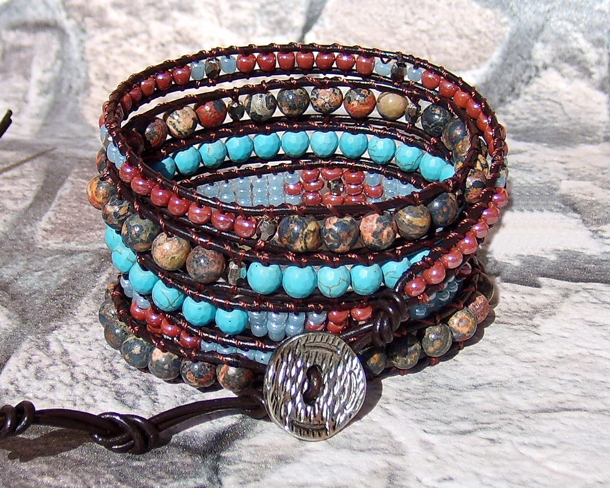 Leather Wrap Bracelet Leather Jewelry Beaded Wrap Bracelet Etsy