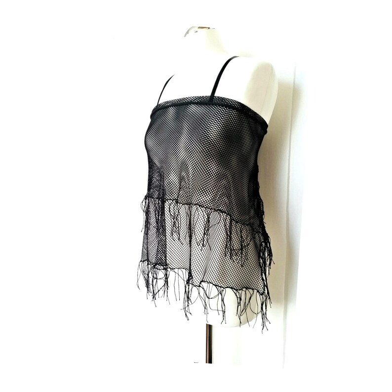 Mesh Tie Top See Through Fringe Layered Strappy Apron | Etsy