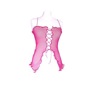 Sheer Cami Shirt Pink Lace up Mesh Lingerie Top See Thru - Etsy