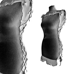 Mesh Mini Kleid Schwarz Transparent Burning Man Festival Kleidung Frauen