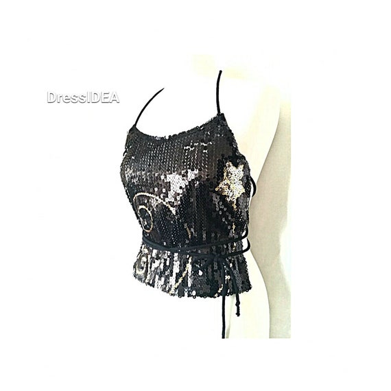 sequin top backless