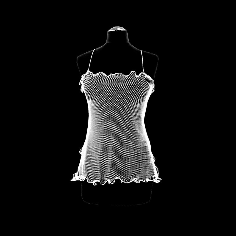 Seethrough Cami Shirt Backless Black Mesh Lingerie Top Womens Net