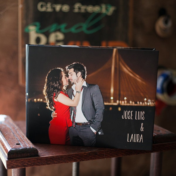 Flush Mounted sign guest book with couple's photos