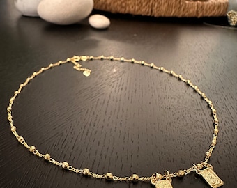 Scapular necklace- gold filled Scapular, protection necklace. Escapulario. Scapular, Catholic necklace, Hand made Gift, Communion Gift