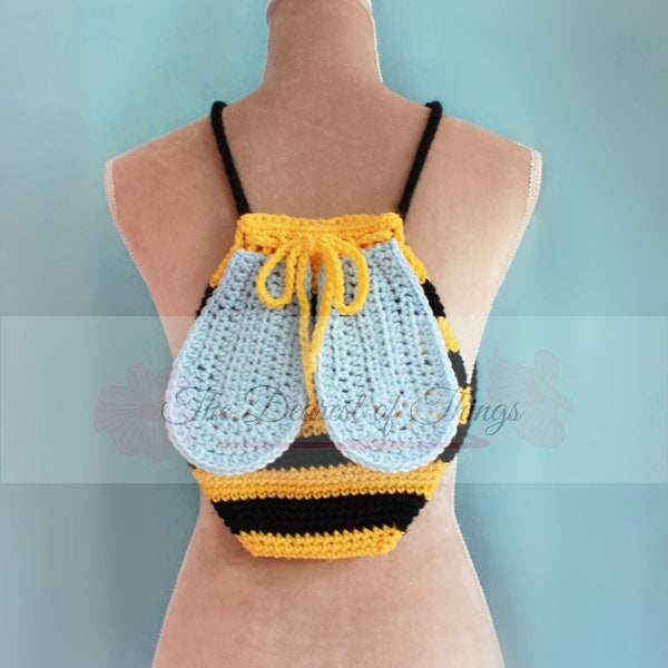 Bumble Bag - Crochet Drawstring Pouch | Bee Backpack PDF | Kawaii Shop