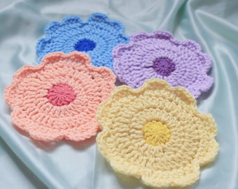 PDF - Crochet Blossom Coasters | Spring Floral Appliques Pattern | Easter Decor