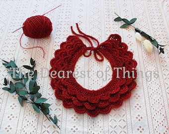 Deep Red | Scalloped Collar (Wool)