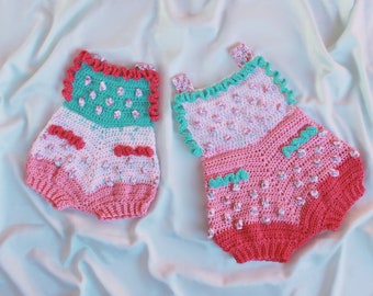 Cutie Romps - Crochet Baby Rompers | Summer Onesie | Girl Baby Shower | Newborn Spring Gifts